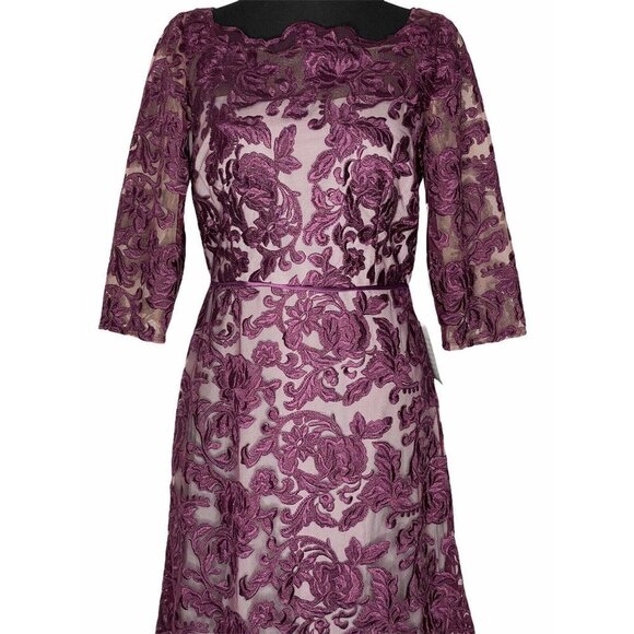 NWT JS Collections Womens 6 Short Sleeve Lace Purp - Picture 3 of 10